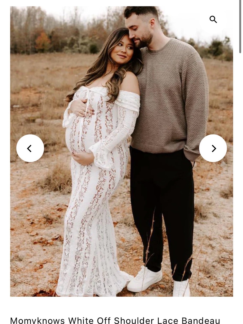 MommyKnows White Off-Shoulder Lace Maxi Maternity Dress